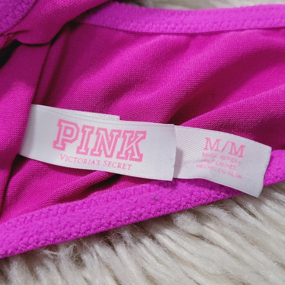 PINK Victoria's Secret Shiny Pink Bandeau Size Medium - Picture 3 of 7
